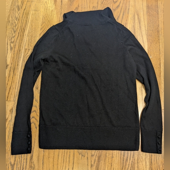 Talbots 100% Merino Wool Black Cowl Neck Button Cuff Sweater sz XS - Picture 9 of 9